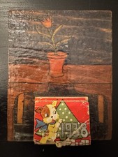 Antique 1938 Mini Calendar on hand drawn wooden base. Very neat and unique picture