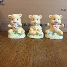Set of 3 Vintage Ceramic Bear Figurines Nursery Cottagecore Decor kitch picture