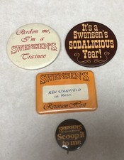 4 Vintage SWENSEN'S ICE CREAM  Pinback Buttons Name Tag picture