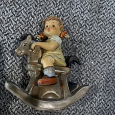 Goebel Hummel Figurine - Cowboy Corral Girl on Rocking Horse -  Porcelain 2001 picture