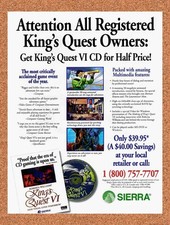 1992 King's Quest VI Heir Today Gone Tomorrow PC Original Ad / Retro Promo v1 picture