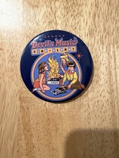 Steven Rhodes Devil's Music Sing-Along Pin Button Badge Record Player Fire Retro picture
