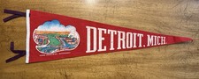 VINTAGE 26” Detroit, Michigan Souvenir Felt Pennant Ford Industries Dearborn picture