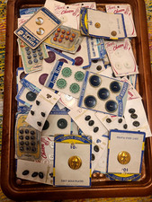 Vtg Estate Sewing Button Lot 65 Cards 22k Gold Plated Just Rite Streamline picture