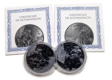 2025 Germania Ragnarök Loki & Heimdall 2 × 1oz Black Silver Set – with COA picture