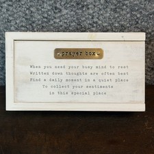 Mud Pie Prayer Box Distressed White Wood Keepsake Box With Prayer Cards picture