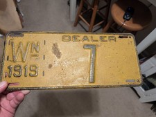  1919 1920 LOW #7  WASHINGTON DEALER LICENSE PLATE picture