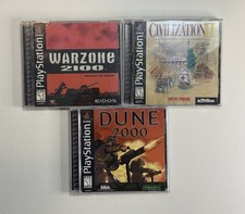 Dune 2000, Civilization 2, Warzone 2100; 3 Game PS1 Strategy Lot; All CIB W Reg picture