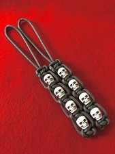 275 Paracord Small Hole Knife Lanyard 2pk Dark Gray With White Skulls picture