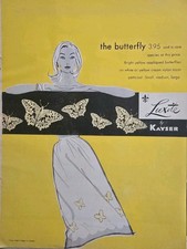 1956 Women's Kayser Luxite Slip Yellow butterflies Vintage Fashion Art Ad   picture