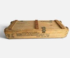Vintage EMPTY Wooden Surplus Ammo Crate Howitzer Cartridge Box U.S. Military  picture