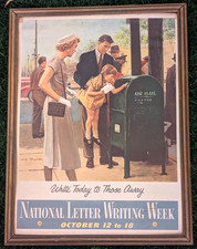 Framed Paper Poster 1930's National Letter Writing Week US Post Office Poster picture