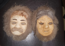 1950's Handmade Eskimo masks made out of caribou hide, reindeer and coyote fur picture