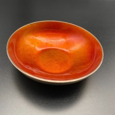 Vintage Pearson Enamel Orange Sterling Silver Bowl picture