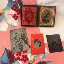 Antique Victorian Tintype Photograph Lot 4 Photos Cased Ambrotype 1860s￼ picture