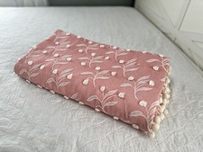 *Boho Pink Floral* Vintage Bates Woven Floral Chenille Bedspread ~90x100 picture