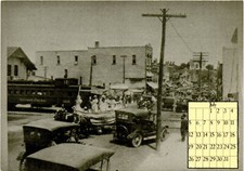 July, 1234, Blanchardville, Wisconsin, Illinois Central railroad car, Postcard picture