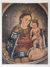 Antique Mexican Retablo, c.1890, Oil on Tin - Nuestra Señora del Refugio picture