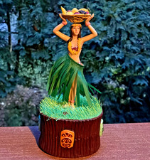 Hawaiian Hula Girl Dancing Figurine Music Box Animated Song Played Wipe Out picture