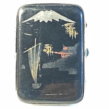 Antique Japanese Damascene Match Safe Mount Fuji Scene picture