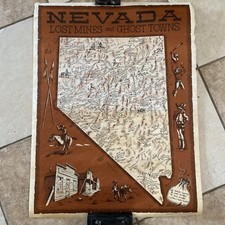 Nevada Lost Mines Ghost Towns Historic Vintage Map Poster Old West 1969 picture