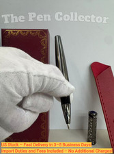 Rare CARTIER Santos Black Silver Tone Rollerball Blue Cabochon Luxury Fast Auc picture