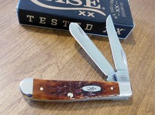 CASE XX New 66691 Harvest Orange Jigged Bone Handle Mini Trapper Knife/Knives picture