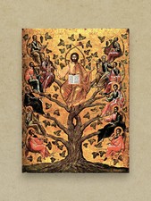 Christ Ampelos Greek icon with apostles on vine branches | 23x30 cm (9