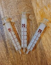 Lot Of 3 Vintage  5cc Glass  Syringes, Slip Tip, Medical Laboratory Lot picture