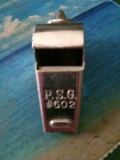 Vintage Metal Whistle on Ring  P.S.G. 602 Made in Hong Kong Works Great picture