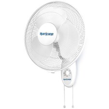 Hurricane Supreme 16 Inch 90 Degree Oscillating 3 Speed Wall Mounted Fan, White picture