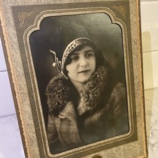 Vintage Photo Pretty Girl in hat and fur  Flapper Girl  1900's 5x7 picture