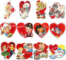 12pc Vintage Valentine's Day Heart Cutouts, Retro Decor picture