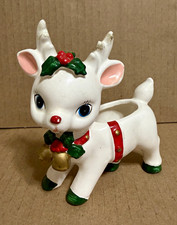 Vintage Napco Ware Christmas Reindeer Ceramic Planter picture