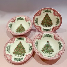 4pc Johnson Brothers Old Britain Castles Pink Desert Bowls & Under Plates picture