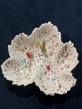 Handmade Vintage Leaf Trinket Bowl Small Colorful Ceramic Fall OOAK picture