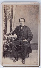 Antique CDV Moses Seated Young Man Bowtie Vest Suit Trenton NJ Photo picture