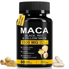 Daiasns Organic Maca Root Powder Capsules 1500 mg with Black + Red + Yellow Peru picture