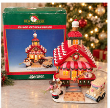 Rare Kurt Adler Gingerbread Snowtown Ice Cream Parlor Lighted Christmas Village picture