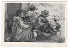 1957 Waiting People Social problems by Pellegrini Argentina OLD Russian Postcard picture