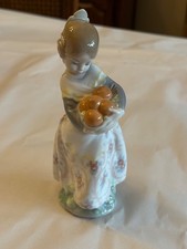 Vintage Lladro Spain Porcelain Figurine # 4841 Valencia Girl With Orange. Glossy picture