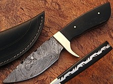 Damascus Skinner Knife Micarta Wood Handle Hunting Expedition Handmade Knives picture