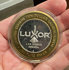 1994 Luxor Las Vegas $10 Silver Strike King Tut .999 Silver Casino Token picture