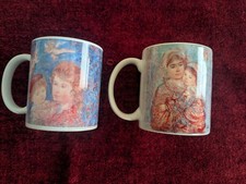 Edna Hibel New Hope & Vivian And Child Ceramic Art Mugs - New, Never Used picture