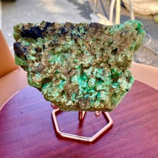 1.24LB Natural Raw Emerald Crystal Cluster on Matrix, High Energy Healing Stone picture