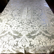 Vintage Cream Color Lace Dinner Tablecloth Floral Romantic 78