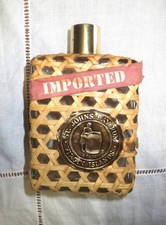 50s Vintage. St. Johns Bay Rum Empty Bottle 8 oz  Woven Palm West Indies Bay Co picture