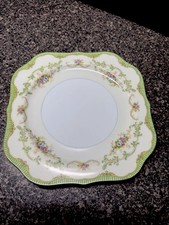 1930s Noritake Marlene Square Salad Plates Scalloped Set of 2 Floral Gold Japan picture