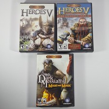 Might and Magic PC Game Lot Dark Messiah, Heroes V 5 & Hammers of Fate Expansion picture