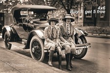 1920s Flapper Woman 💙 Vintage Car - 4x6 Photo - Classic Car Beauty picture